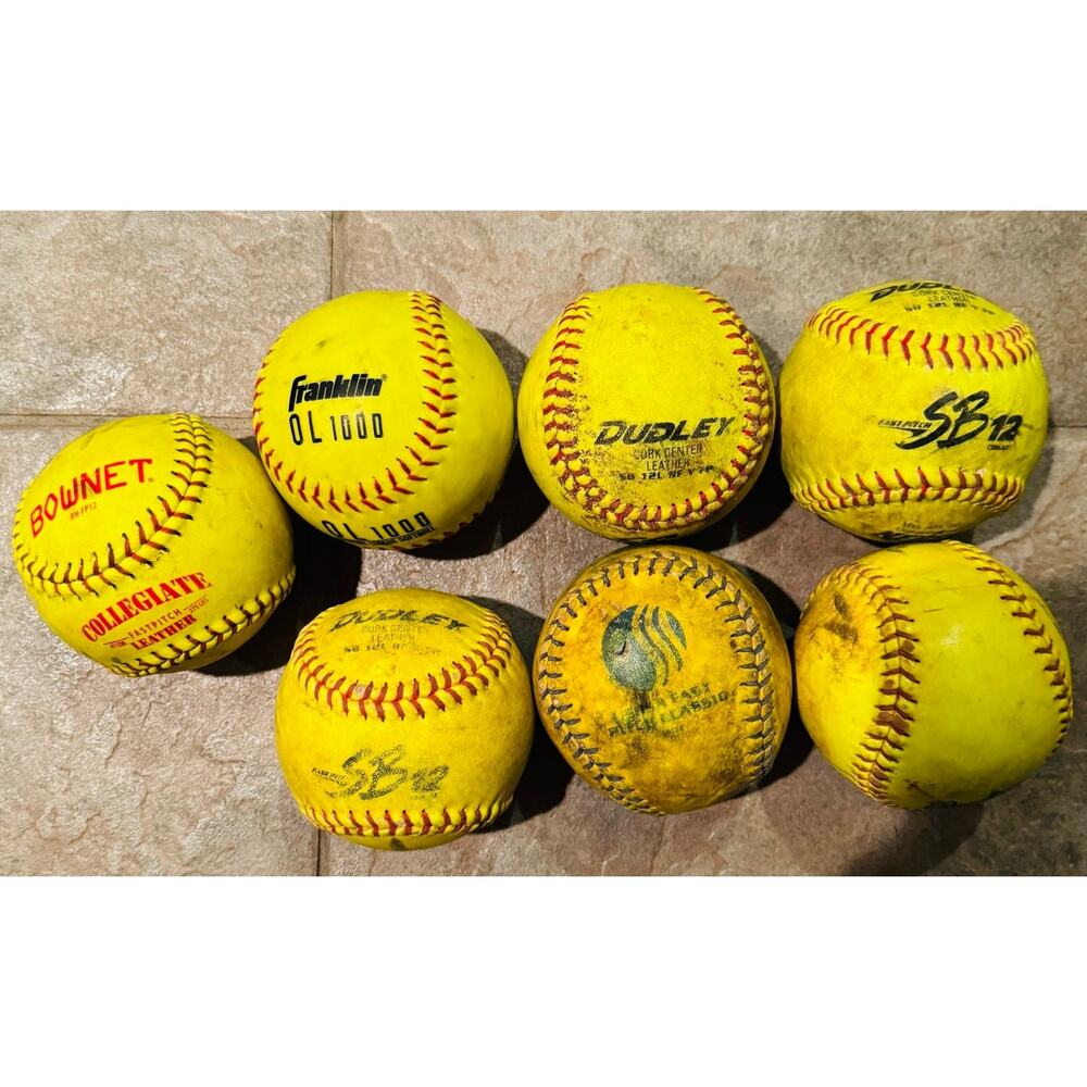 Lot of 7 NFHS Fastpitch Leather Softballs